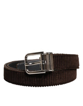 Dolce & Gabbana Brown Velvet Metal Buckle Classic Belt